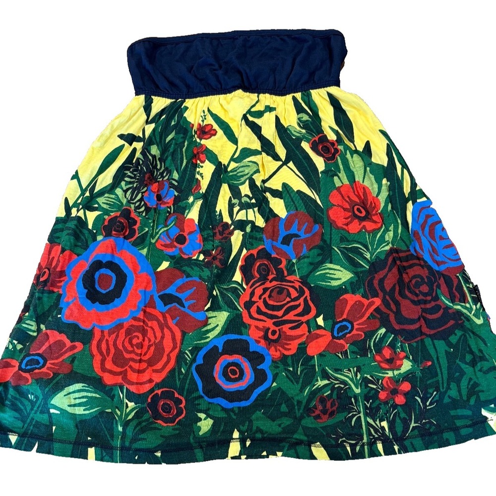 Colcci Brazil Women's sz S black floral 100% lyocell strapless mini dress party